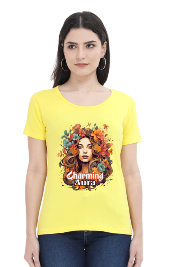 Charming Aura Floral Graphic T-Shirts - Image 2