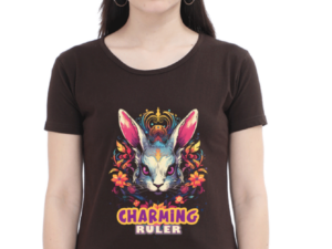 Charming Ruler Bunny with Crown Graphic T-Shirt