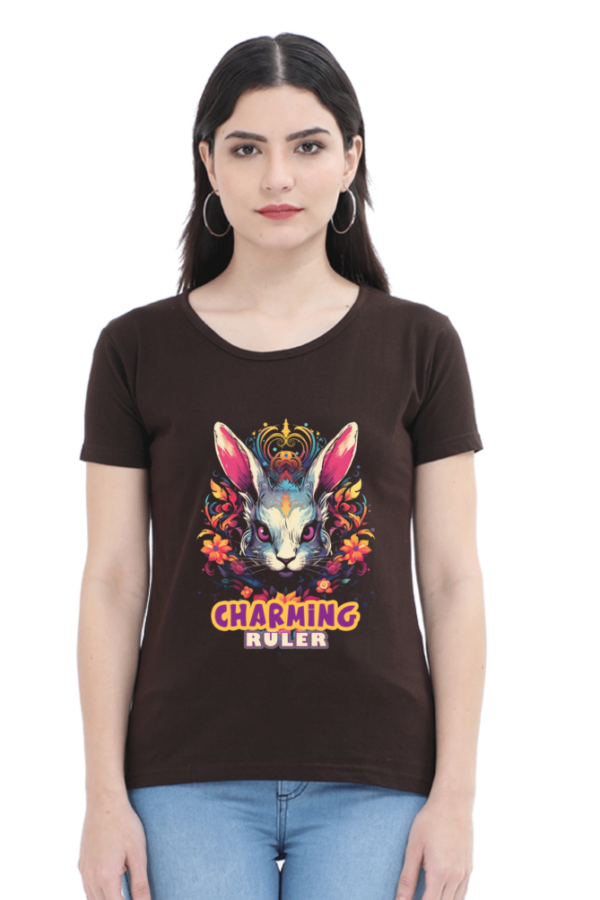 Charming Ruler Bunny with Crown Graphic T-Shirt