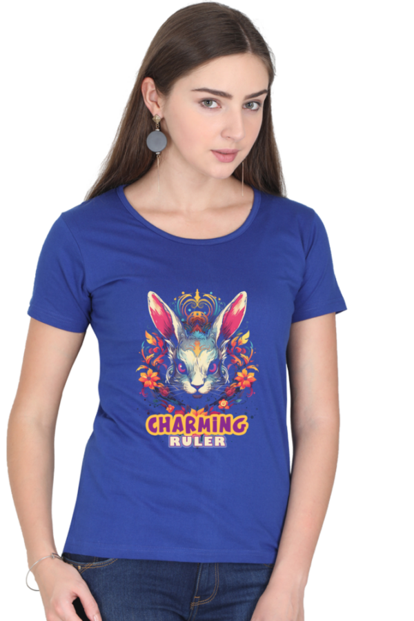 Charming Ruler Bunny with Crown Graphic T-Shirt - Image 3