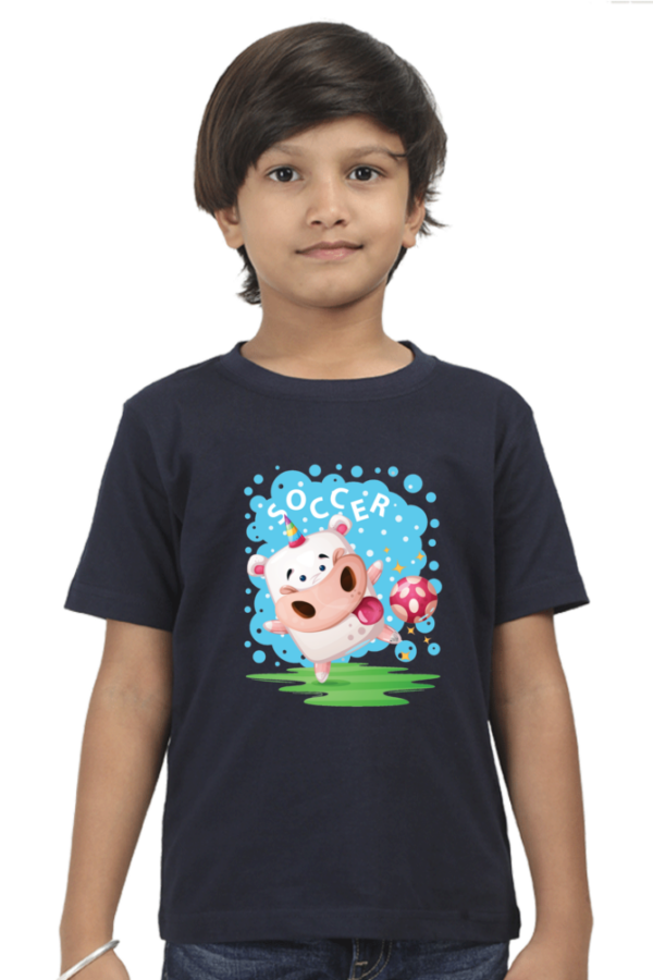 Cute Cartoon Cow "Soccer" Boys' Cotton T-Shirt - Image 4