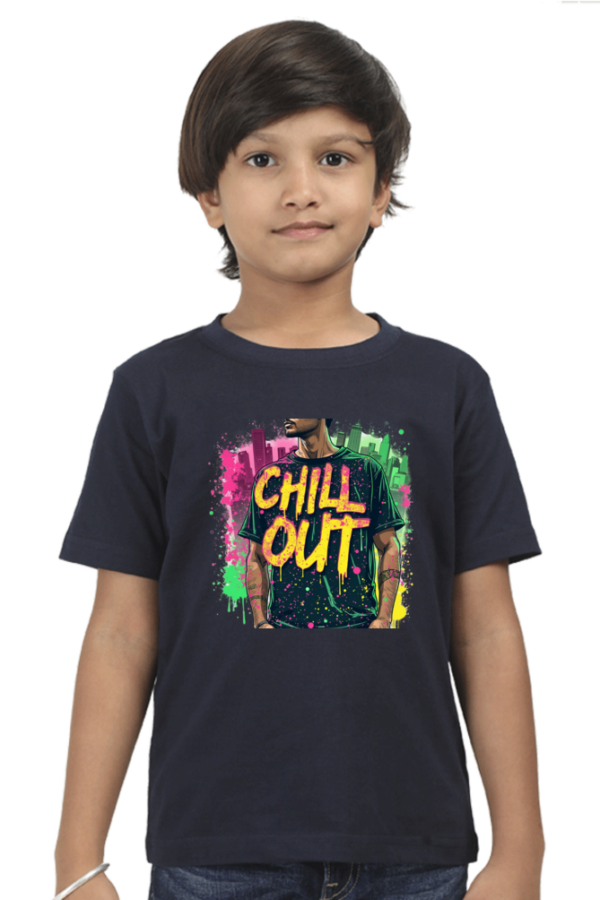 "Chill Out" Man in Cityscape Boys' Crew T-Shirt - Image 5