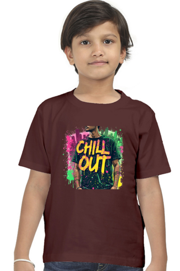 "Chill Out" Man in Cityscape Boys' Crew T-Shirt - Image 2
