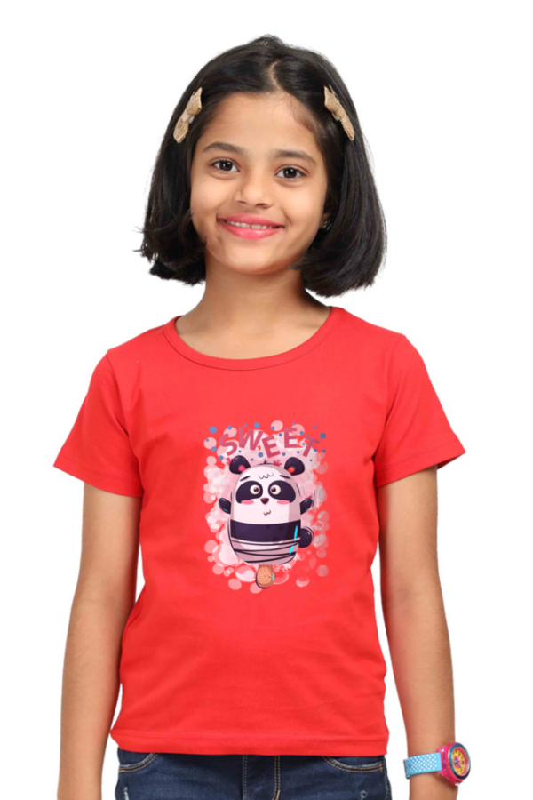 Sweet Girls Cotton T-Shirt with Teddy Bear - Image 2
