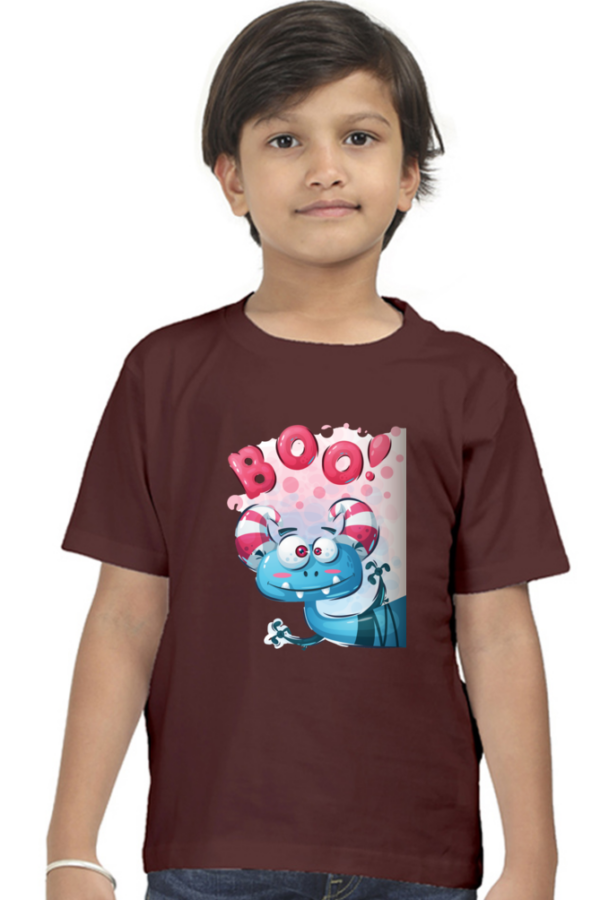Boys' Cotton "Boo!" Cartoon Animal T-Shirt - Image 2
