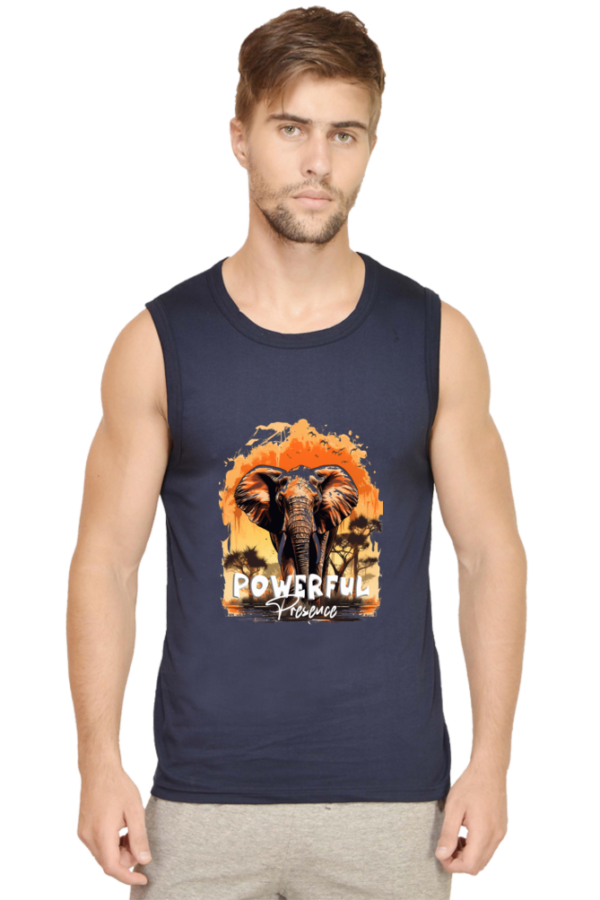 Powerful Presence Men’s Sleeveless Elephant T-Shirt - Image 2