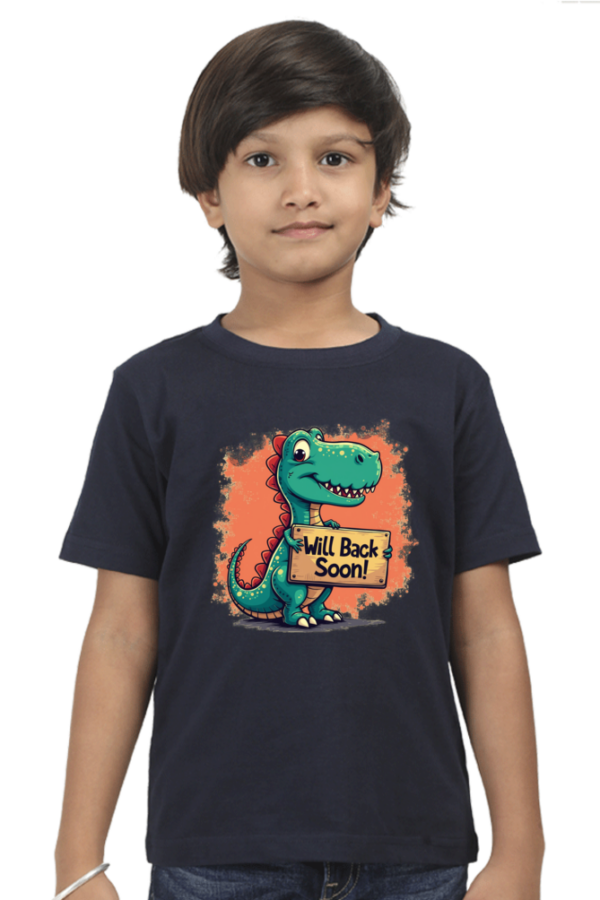 Dino "Will Back Soon" Boys' Crew T-Shirt - Image 5