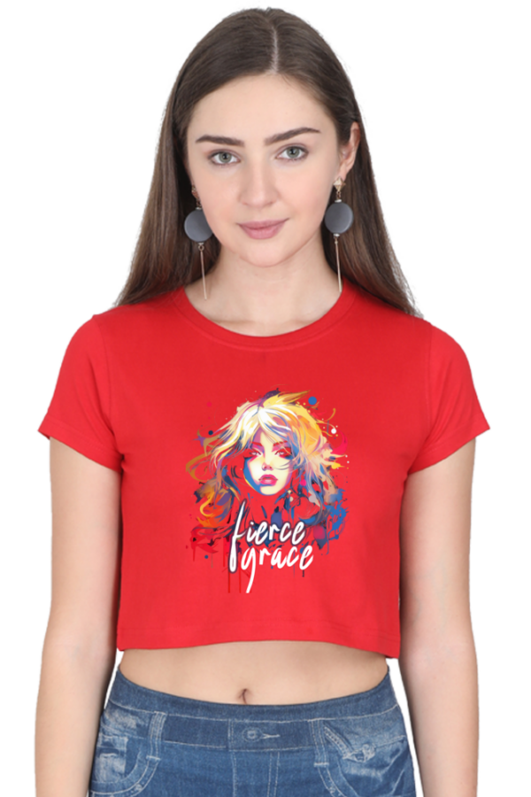 Women's Fierce Grace Crop Top | Bold Girl with Colorful Hair - Image 2