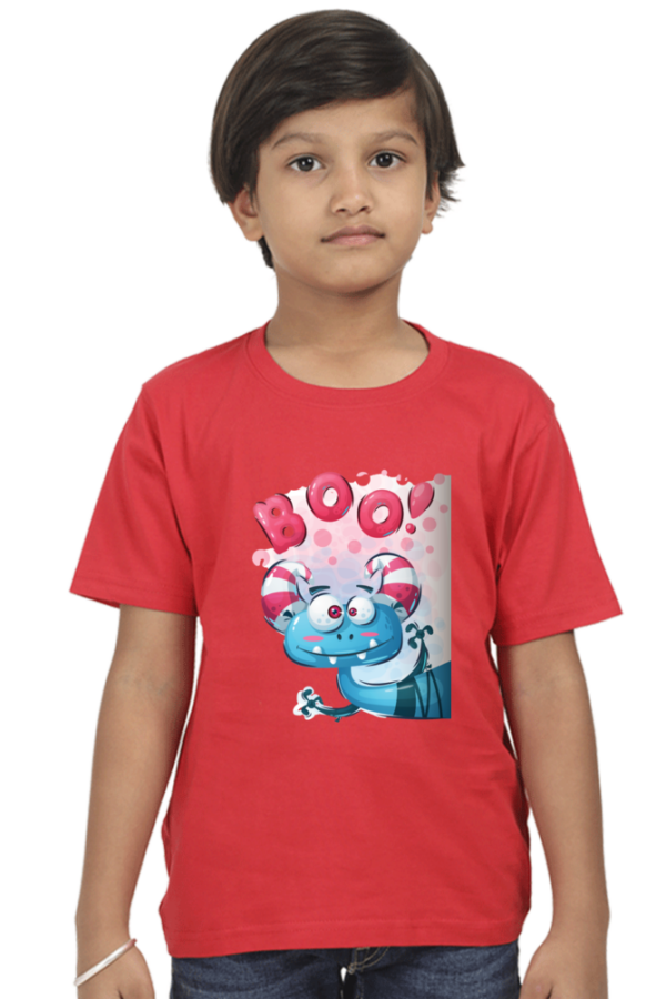 Boys' Cotton "Boo!" Cartoon Animal T-Shirt - Image 3