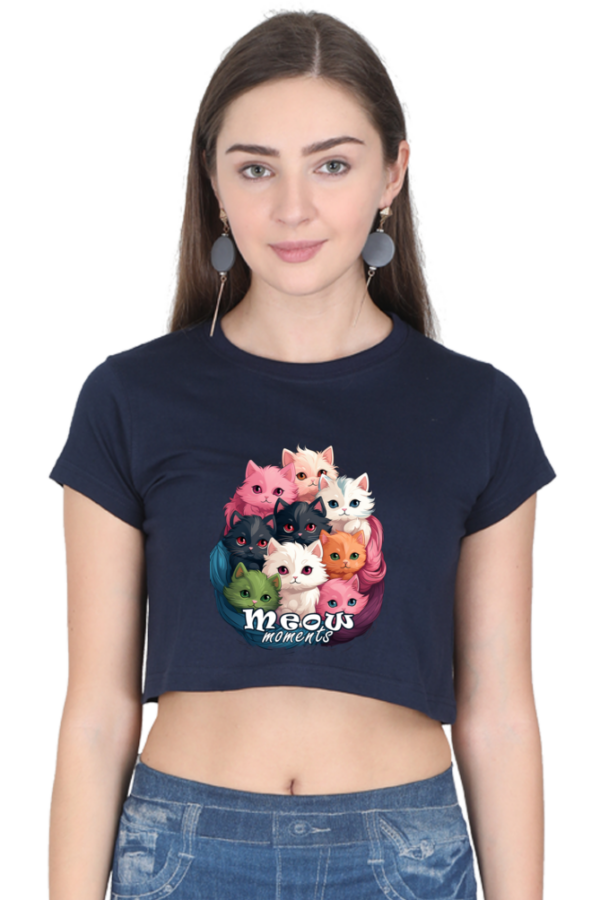 Women's Meow Moments Crop Top | Adorable Colorful Kitten Basket Print - Image 4