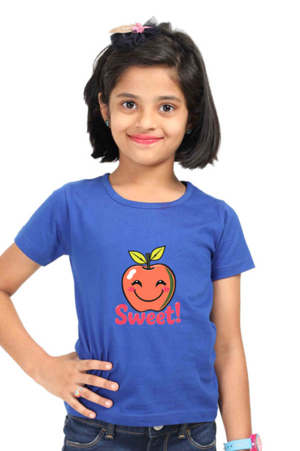 Girls' "Sweet" Apple Smile Cotton T-Shirt - Image 2
