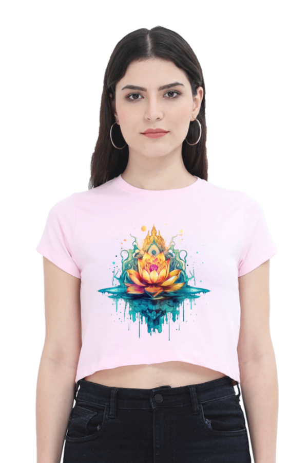 Serene Lotus Water Women's Crop Top | 100% Cotton, Stylish & Comfortable