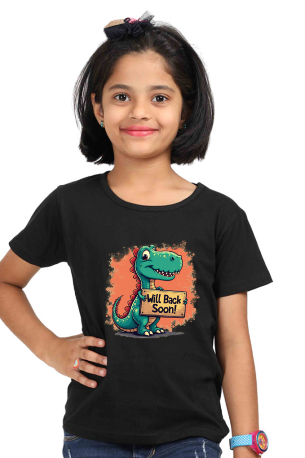 Girls' "Will Back Soon" Dino T-Shirt - Image 5
