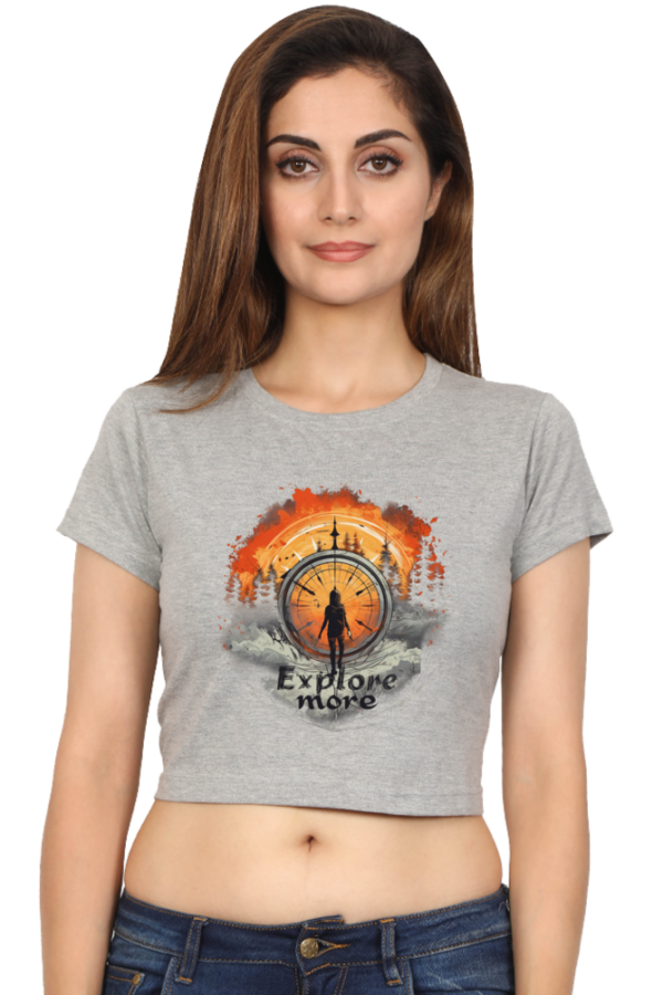 Explore More Women's Cotton Crop Top  | Adventure Vibe with Girl Silhouette - Image 3