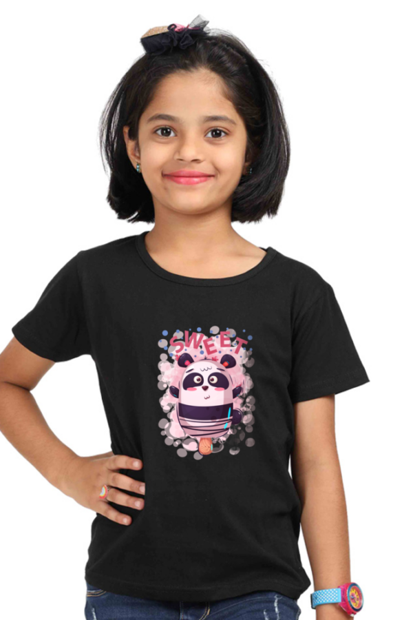 Sweet Girls Cotton T-Shirt with Teddy Bear - Image 5