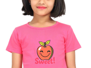 Girls' "Sweet" Apple Smile Cotton T-Shirt