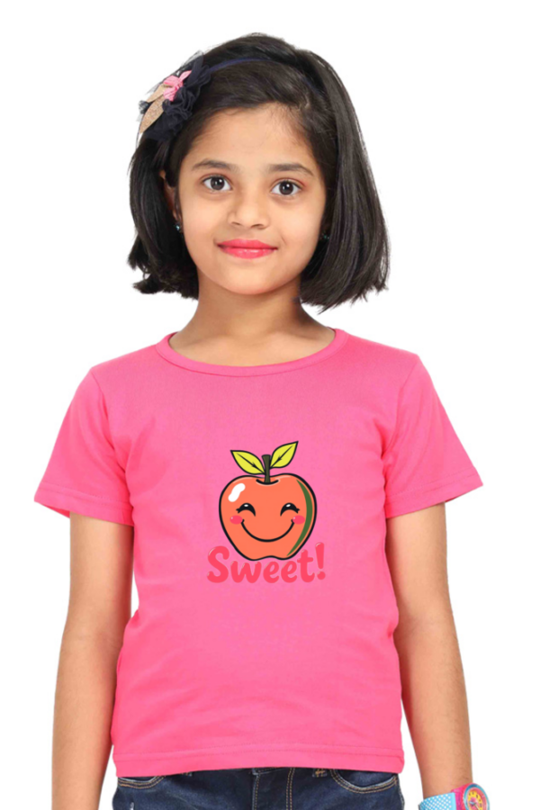 Girls' "Sweet" Apple Smile Cotton T-Shirt