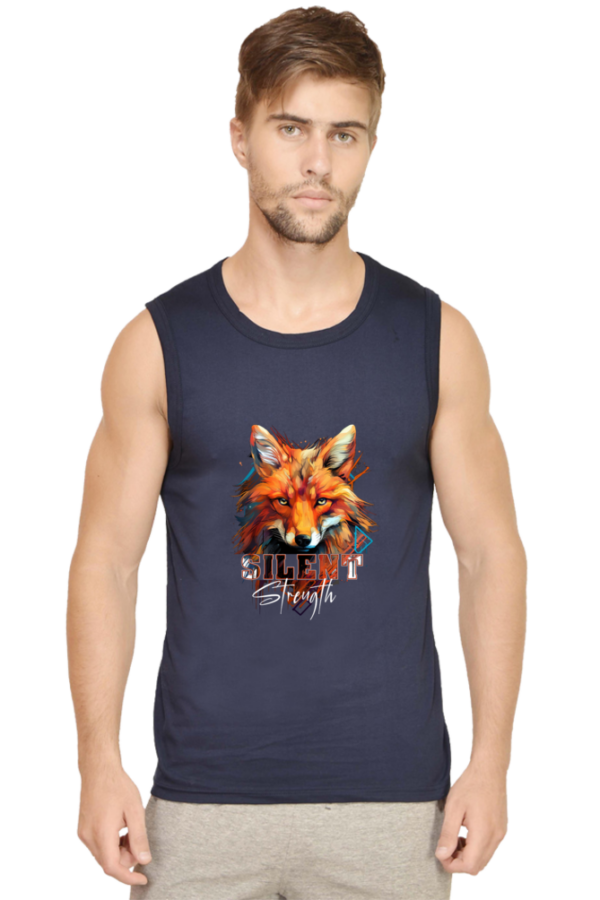 Silent Strength Men’s Sleeveless Wolf T-Shirt - Image 2