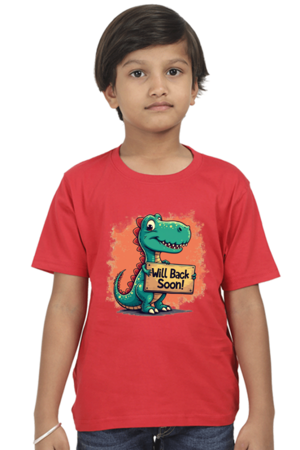 Dino "Will Back Soon" Boys' Crew T-Shirt - Image 3