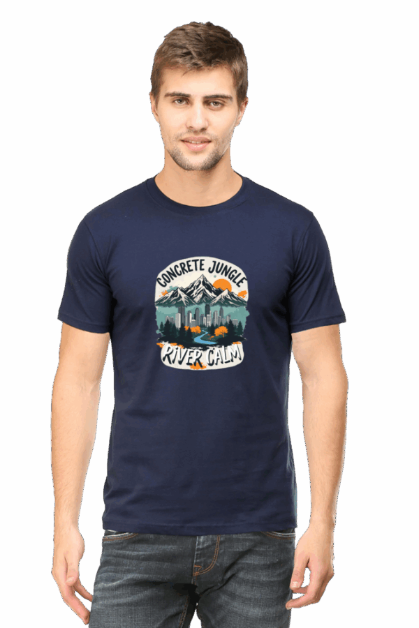 "Concrete Nature" Cityscape & River Calm Cotton T-Shirt – Urban Serenity Style - Image 5