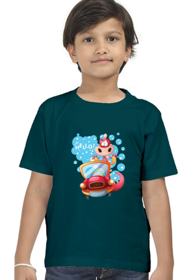 Cute Cartoon Animal Hello Cotton T-Shirt