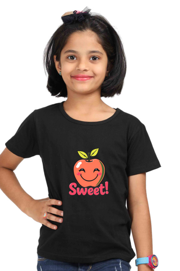 Girls' "Sweet" Apple Smile Cotton T-Shirt - Image 5