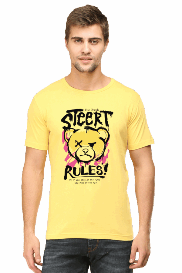 Back Street Rules Teddy Cartoon Cotton T-Shirt – Casual Streetwear Vibe - Image 4