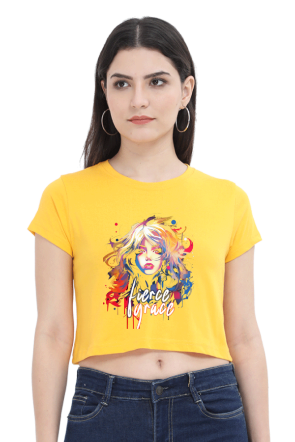 Women's Fierce Grace Crop Top | Bold Girl with Colorful Hair