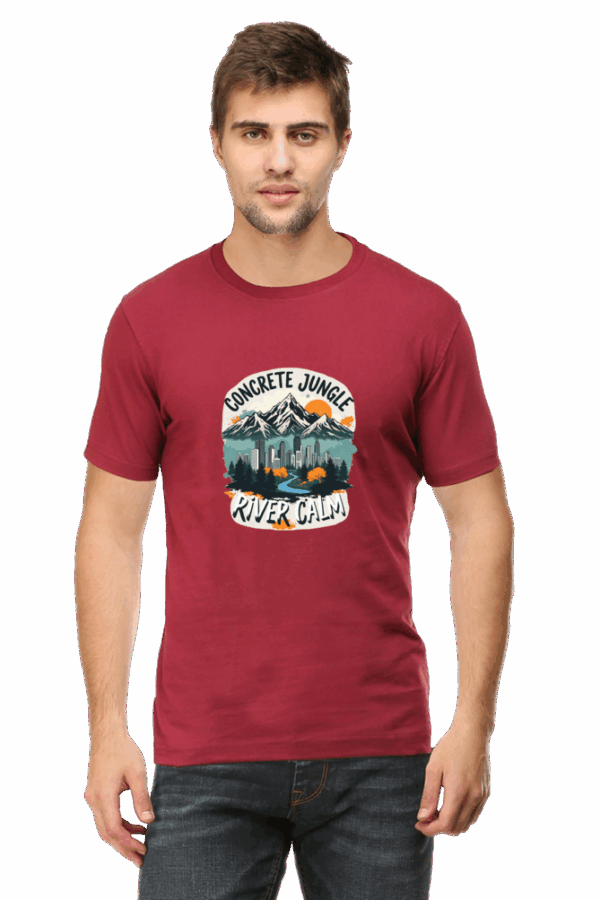 "Concrete Nature" Cityscape & River Calm Cotton T-Shirt – Urban Serenity Style - Image 2
