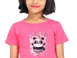 Sweet Girls Cotton T-Shirt with Teddy Bear