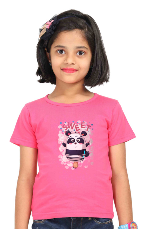 Sweet Girls Cotton T-Shirt with Teddy Bear