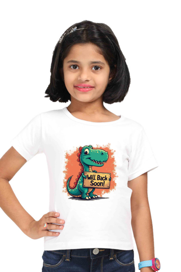Girls' "Will Back Soon" Dino T-Shirt - Image 6