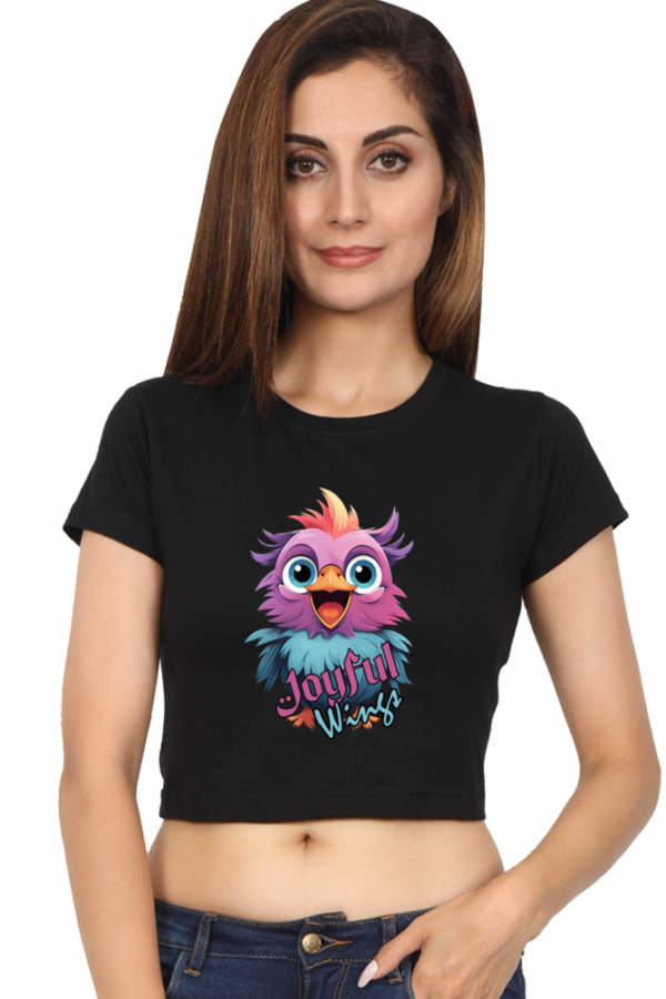 Women's Joyful Wings Cropped Top | Colorful Bird Print | Comfortable & Trendy - Image 5