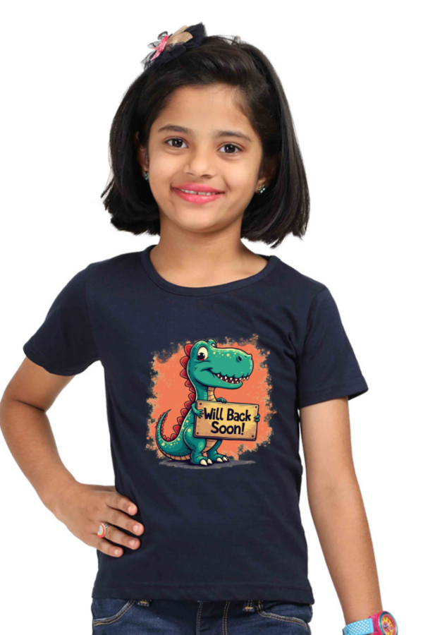 Girls' "Will Back Soon" Dino T-Shirt - Image 4