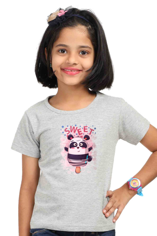 Sweet Girls Cotton T-Shirt with Teddy Bear - Image 3