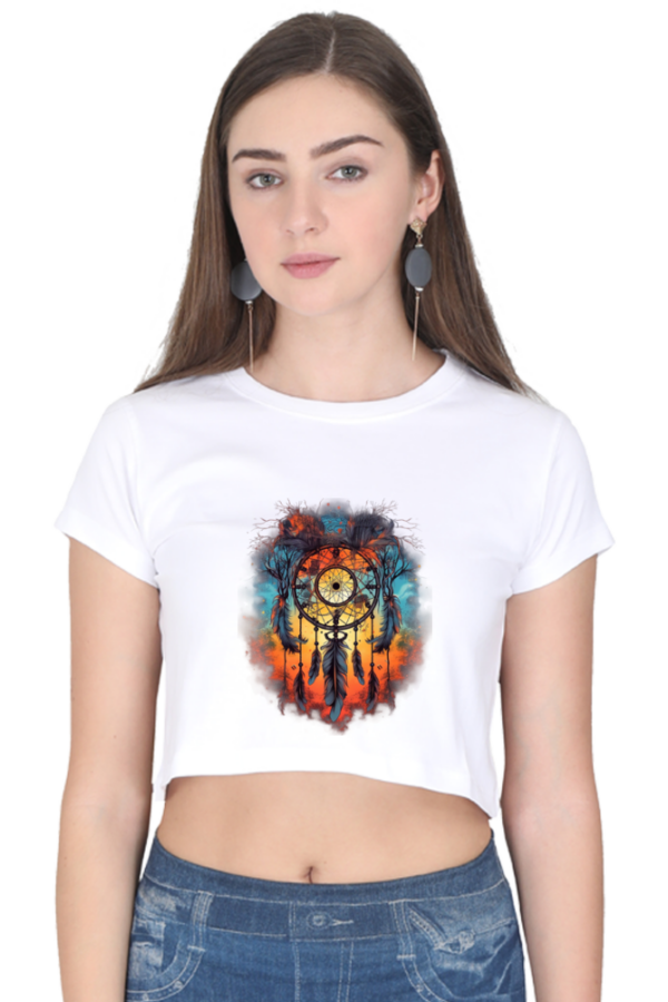 Elegant Feather Dream Catcher Women's Crop Top - Image 5
