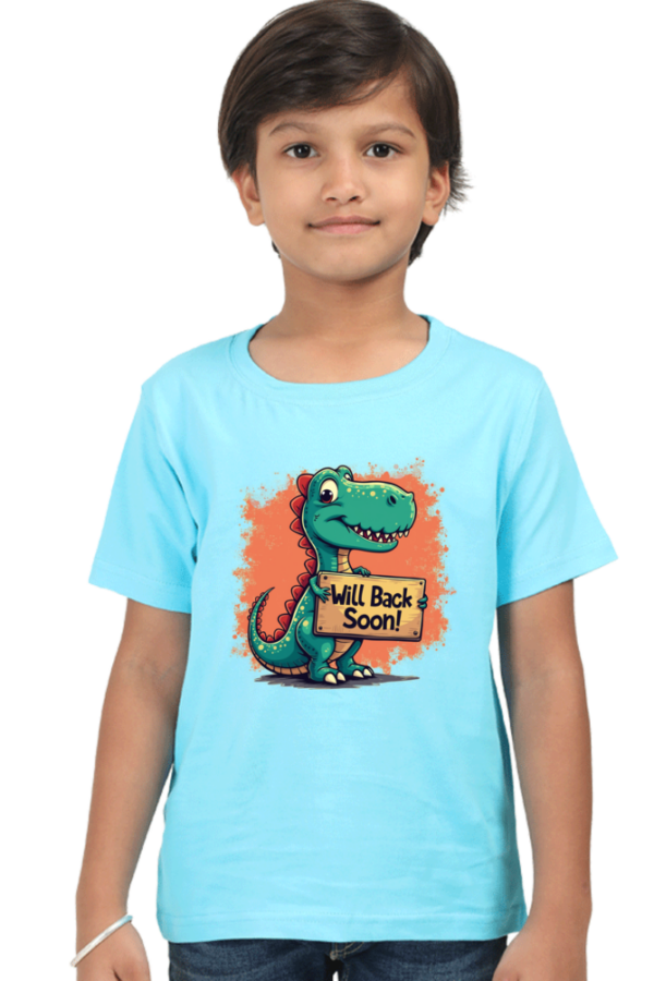 Dino "Will Back Soon" Boys' Crew T-Shirt - Image 4