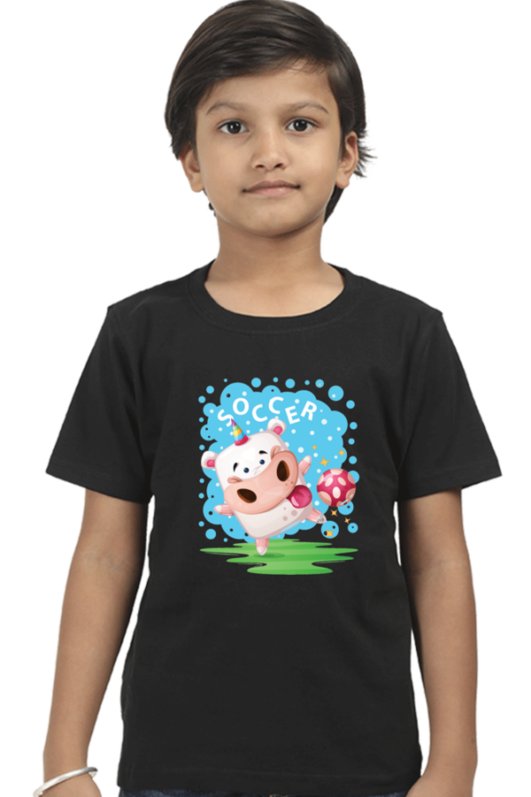 Cute Cartoon Cow "Soccer" Boys' Cotton T-Shirt - Image 5