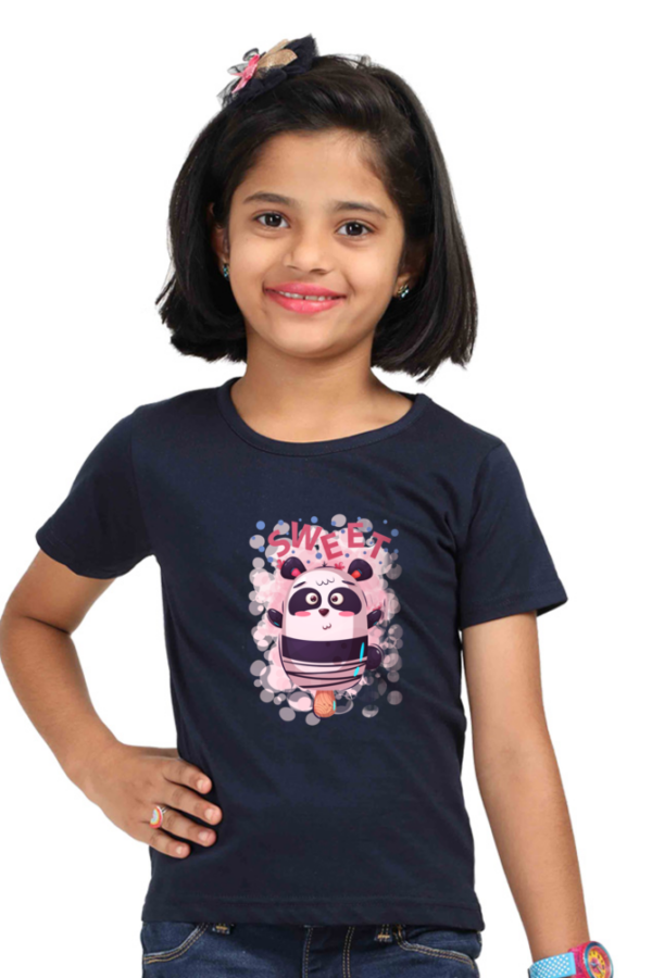 Sweet Girls Cotton T-Shirt with Teddy Bear - Image 4