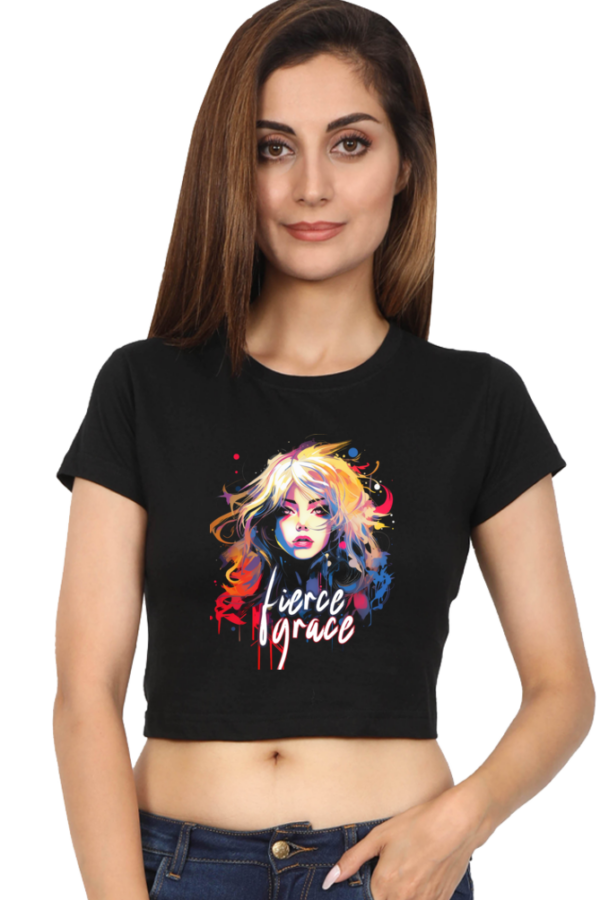 Women's Fierce Grace Crop Top | Bold Girl with Colorful Hair - Image 4