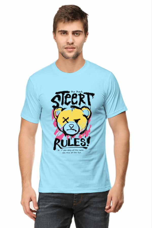 Back Street Rules Teddy Cartoon Cotton T-Shirt – Casual Streetwear Vibe - Image 2