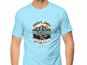 "Concrete Nature" Cityscape & River Calm Cotton T-Shirt – Urban Serenity Style