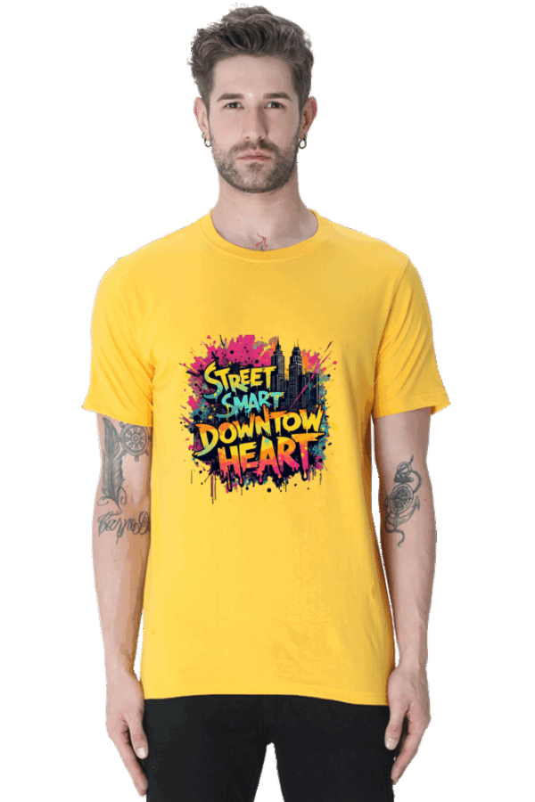 Classic "Street Smart Downtown Heart" City View Cotton T-Shirt - Image 2