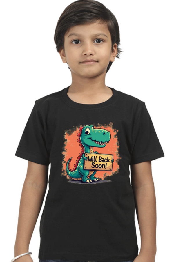 Dino "Will Back Soon" Boys' Crew T-Shirt - Image 6