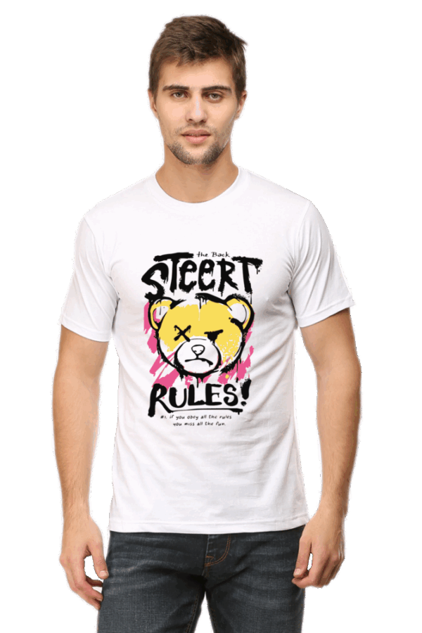 Back Street Rules Teddy Cartoon Cotton T-Shirt – Casual Streetwear Vibe - Image 6