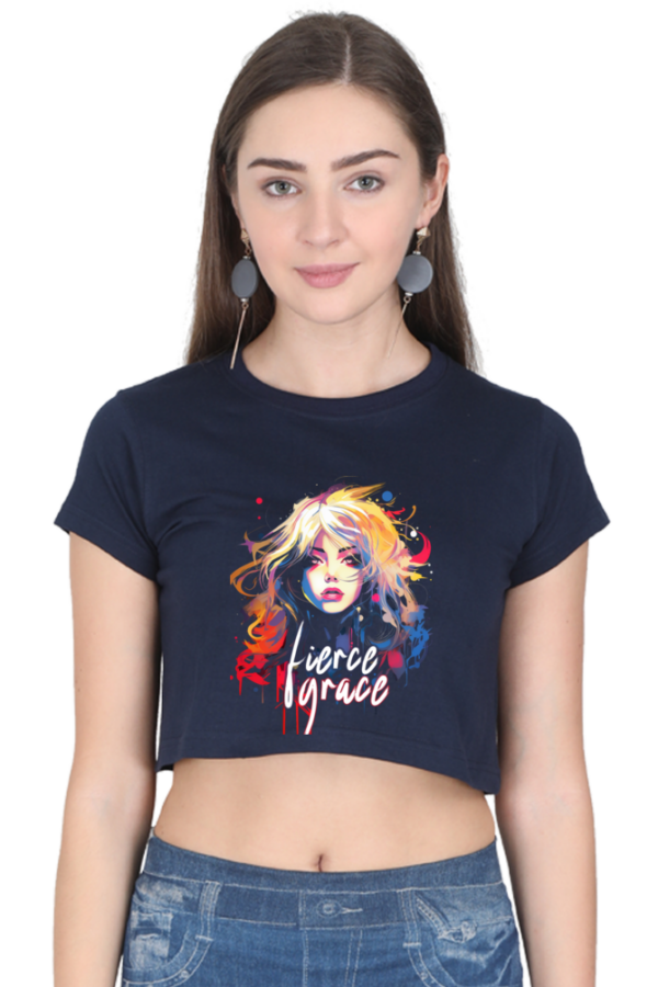 Women's Fierce Grace Crop Top | Bold Girl with Colorful Hair - Image 3