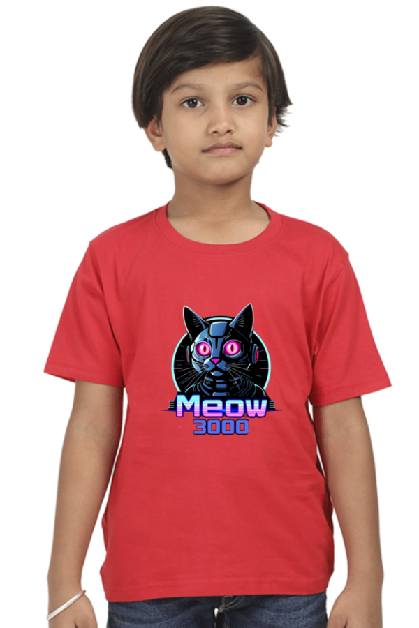 Robotic Cat "Meow 3000" Boys' Crew T-Shirt - Image 3