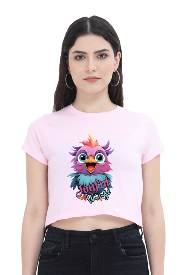 Women's Joyful Wings Cropped Top | Colorful Bird Print | Comfortable & Trendy