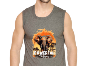 Powerful Presence Men’s Sleeveless Elephant T-Shirt
