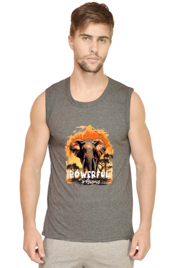 Powerful Presence Men’s Sleeveless Elephant T-Shirt